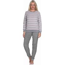 Damen Frottee Pyjama Langarm – Kuscheliger Schlafanzug Mit Applikation, 80% Baumwolle