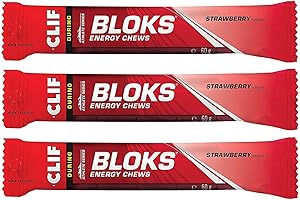 CLIF BAR Clif Bloks Energy Chews Strawberry - Sports Supplements, 60 g (Strawberry - 3 Packs)
