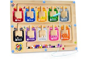 Apeso Montessori Magnetic Color and Number Maze for 3-5 Year Old Boys and Girls - Wooden Toddler Puzzle Board for Learning, Counting, and Fine Motor Skills Development