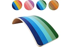 SmartToys4U Wooden Balance Board for Kids - Montessori Toddler Wobble Board, Natural Wood Sensory Toy for Children, Autism Friendly Indoor Outdoor Curvy Seesaw, Yoga Fitness Board for Adult