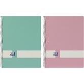 Oxford Nature, A5+ 5 x 5 Grid Notebooks, Recycled Cardboard Hardcover, 80 Micro-Perforated Sheets, Pack 2 Notebooks, Pastel C