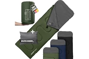 MONTARAY Deckenschlafsack 3-4 Jahreszeiten, Schlafsack outdoor für camping mit Kissen, Sleeping bag kuschelig und warm, mit & ohne Kapuze, Schlafsäcke für Erwachsene, Sommerschlafsack