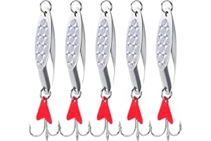 Alwonder Sea Fishing Spinners Lures Dexter Wedge Spoons Metal Jig Spoons Treble Hook with Rattle Blade Red Long Cast for Bass Cod Mackerel Boat Kayak Fishing