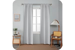 GIRASOLE HOME Coppia Tende Barbados Termiche Totalmente Oscuranti 2 Pannelli da 55x240cm con Tasca, Bianco Fumo