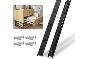 NECILO Glissières de tiroir noir, Montage Latéral, Capacité de Charge jusqu'à 45KG, Roulements à Billes, Extension Totale en 3 Parties, 250mm, 1 Paire