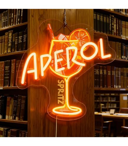 Insegna Al Neon LED "APEROL SPRITZ" - Rossa, 42x20 Cm, Per Decorazione Parete, Bar, Casa, Feste