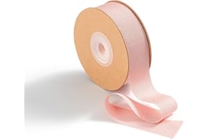 MORSUNBELA - Nastro decorativo in seta per matrimoni o regali, rosa, 2,5 cm x 23 m