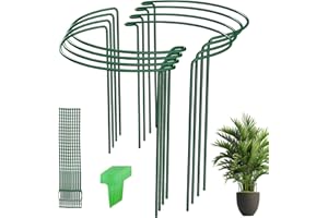 8 Stück pflanzenstütze, ASSUGO staudenhalter rund aus beschichtetem Stahl, Metall Garden Halbrund Stützring käfighalter Rankhilfe Klettergitter für Pflanzenanbau Grenzstütze(25 * 40cm)