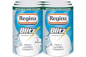 WOWBOXME Regina Blitz Household Kitchen Towel 560 Supersized Sheets, Triple Layered Super Strength 6, 12 or 24 Rolls (6)