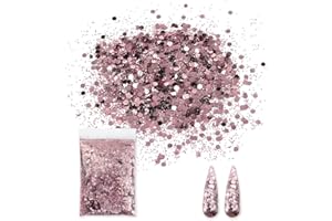 Bieiyhe 50g Glitter Rose Poudre de Paillettes Loisirs Creatifs Poudre de Paillettes Ongles Chunky Craft Glitter Paillettes pour Nail Art Fine Glitter Paillette Maquillage CosméTiques pour Corps