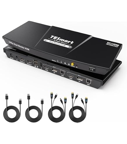 TESmart USB3.0 HDMI KVMスイッチ 4K@60Hz TESmart KVM Switch HDMI 2 Port 4K@60Hz RGB 4:4:4, Support EDID