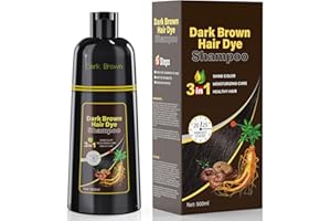 MOKASAKISO Dark Brown Hair Dye Shampoo Haarfarbe Dunkelbraun 3-in-1 für Männer & Frauen, Natürliche Pflanzenfarbe, Grauabdeckung & Pflege, Sofortige Farbergebnisse, Langanhaltendes Haarfärbeshampoo, 500 ml