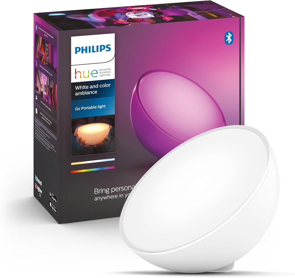 Philips Hue GO V2 Taşınabilir Akıllı Led Masa Lambası, Bluetooth Özellikli, Beyaz ve Renkli
