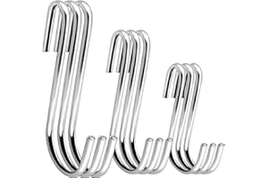 Swatowot Lot de 15 crochets en S robustes - 3 tailles - Crochets suspendus en forme de S - Grand cintre pour cuisine, salle de bain, chambre à coucher et bureau (15 pièces, petit+M+XL, argent)