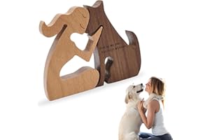 ZEPIQOR Scultura in Legno Per Cani - Decorazioni in Legno Intagliato - Marrone - Classico
