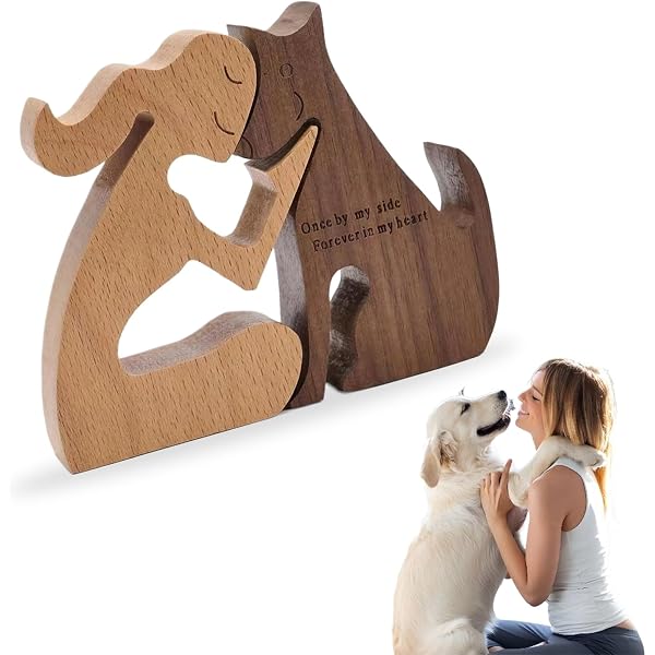 Statue In Legno Fatte A Mano | Figure In Legno Della Famiglia Di Cani | Un Regalo Caldo Per Gli Amanti Dei Cani | Carino Cucciolo Ornamento Figurina Statua Scultura (A - 7
