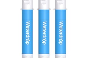 Waterdrop Filtro de agua para camping, sistema de filtración de agua de 0.01 micras, paquete de 3 filtros de agua potable al aire libre, purificador de agua potable para emergencia, senderismo, viajes