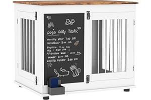 PawHut Pudełko dla psa, do użytku wewnątrz i na zewnątrz, z 3 drzwiami, czarna deska, podwójna funkcja, dla średnich psów do 20 kg, 80 x 60 x 70 cm, biały