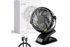 Gaeymy USB Ventilador Silencioso, Mini Ventilador Portatil, Pequeño de Mesa Bateria Recargable, Ventiladores Sobremesa Pinza Potente para Dormir Coche Carrito Bebe Camping Autocaravana