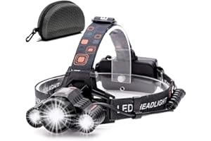 Okuleya Lampe frontale LED rechargeable - Super lumineuse - Pour course à pied, camping, pêche, chasse (head torch 2)