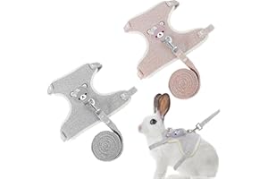 CEZKFH 2 Stück Hasenleine Zwergkaninchen, Verstellbare Leine Für Kaninchen Atmungsaktives Westengeschirr, Hasengeschirr Hasen Geschirr,Kaninchen Geschirr Für Kleintier Hase Hamster Katze Outdoor