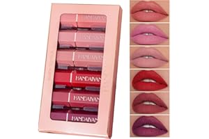MINYUN BEAUTY Waterproof Matte Liquid Lipstick Set, Waterproof Durable Lip Gloss, Non-Stick Lip Gloss, Kiss Nourishing Lipstick, 24 Hour Hold Without Drying Out, Velvet Lipstick, 6 Colours