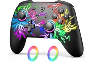 Fanlacy LED Switch Controller – Kabelloser Gamepad für Switch, Switch Lite, Switch OLED, Android, iOS und PC, mit RGB-Lichteffekten, Turbo-Funktion, 6-Achsen-Gyroskop und Einstellbarer Vibration