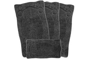 emmahome ROMANY GYPSY WASHABLE 4PCS MAT/RUG SET, CARAVAN/MOBILE HOME TOURER SIZES, 67X120CM, ELVIN Smart (Fume)