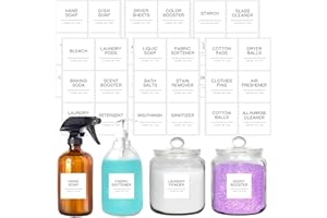 KSIWRE 36PCS White Laundry Labels for Jars,Preprinted Organization Stickers for Containers,Minimalist Waterproof Bathroom and Laundry Room Labels(2.5"x2.5")