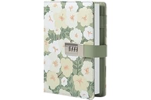 MGGAO Diario con candado, diario con candado para mujeres y niñas, diario de cuero PU recargable a prueba de agua con papel rayado, elegante diario con candado plateado