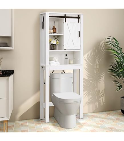 COSTWAY Etagère de Salle de Bain, Meuble Dessus Toilette WC