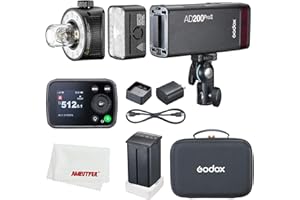 Godox AD200ProII AD200 Pro II Stroboscopio Flash,1/8000 HSS,500 Flash a Piena Potenza,Riciclaggio 0.01–2.1s,2.4G Wireiss X-System, Lampadina Luminosa/Testa Speedlite Fresnel(AD200Pro aggiornato)