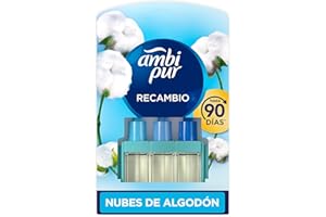 AMBIPUR 3Volution Nubes de Algodón Recambio Para Ambientador Eléctrico - 20 ml, El embalaje puede variar