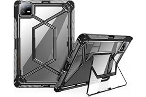 GIOPUEY Funda Compatible con Xiaomi Pad 6 - Soporte magnético avanzado, Cubierta de PC Transparente y Parachoques de TPU Suave - Black