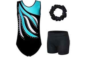 XFGIRLS Gymnastics Leotards for Girls Long Sleeve Leotards Sparkle Dancing Sleeveless Girls Ballet Gymnastics Shorts 3-16Years