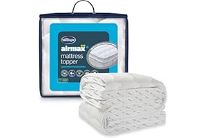 Silentnight Airmax 800 Double Mattress Topper - Extra Thick Deep Fitted Mattress Enhancer with 8cm Thick Cushioning, Mesh Sides to Increase Airflow and Elasticated Straps - Double, 190x135cm