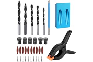 Viitech Pocket Hole Jig Kit, 34 Pcs Wood Woodwork Guides Joint Angle Tool Carpentry Locator, 6/7/8/9/10mm Angle Drill Guide Set Hole Puncher Locator Jig Drill Bit Set for DIY Carpentry Tools