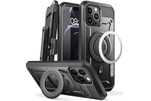 SUPCASE Schutzhülle für iPhone 13 Pro Max (2021) 6,7 Zoll, kompatibel mit MagSafe Rundumschutz, robust, stoßfest [UB Pro Mag] mit Displayschutz, Ständer, Gürtelclip (schwarz)