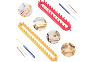 Tcdwla Telares de Tejer, Telares para Tejer Bufandas, Bufandas tejidas a mano para adultos (36cm) y niños (26cm), con 2 ganchos y 2 agujas de lana, para principiantes y entusiastas del tejido