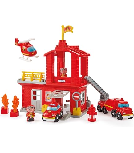 Ecoiffier Abrick Barile Pompiere 75 Pezzi – Gioco Di Costruzioni Per Bambini 18 Mesi+, Con Veicoli E Personaggio, Prodotto In Francia