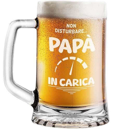 Bicchiere birra in vetro scritta Pausa birretta - 500 ml