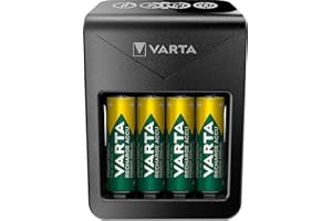 VARTA Plug Charger+ for AA/AAA/9V and USB devices, single bay charge, detection of defective cells, includes 4x VARTA Accu AA 2100 mAh