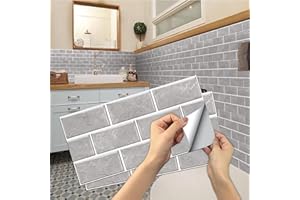 AMOYUN Küchen Fliesenaufkleber, 24 Stück Mosaik Fliesenaufkleber 15x30cm Badezimmer Selbstklebende Fliesendekor Aufkleber Backstein zum Küche Esszimmer Bad Fliesenfolie Deko