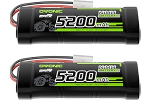 OVONIC Lot de 2 batteries NiMH RC 7,2 V 5200 mAh avec connecteur TMY pour voiture RC Truck Truggy
