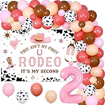 Gameza Décorations De Fête D'anniversaire De Cowgirl Occidentale, This Ain't My First Rodeo It's My Second Bannières Avec Toile De Fond, Rodéo
