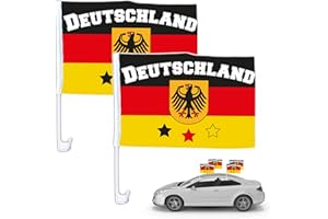 2x Autofahnen Adler Autoflagge Deutschland Auto Autofahne Fahne Flagge Deutschland Fanartikel für Fußball EM 2024 (2x Autofahne Mit ADLER)