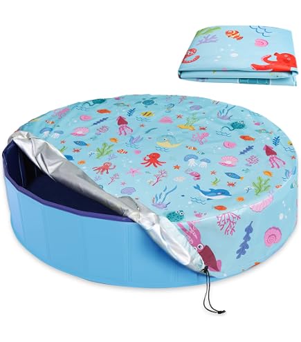 QOXEZY Runde Poolabdeckung – Wasserdichtes Oxford-Gewebe, Mit Kordelzug, Für Oberirdische Pools (122x30 Zoll)