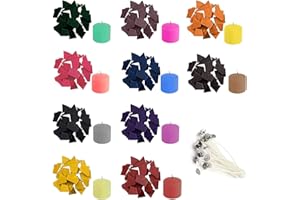 LULIZZIE Kerzenfarben, 10 Farben Gießfarbstoff für Kerzen, Soja-Kerzenwachs zum Färben, Herstellungsfarbe für Sojawachs, Bienenwachs, Palmwachs DIY Mit 20 Dochten