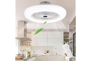 Monucep moderne LED-Deckenleuchte mit Ventilator Ø 60CM, Deckenventilator mit Beleuchtung, Deckenventilator mit Lampe, 6 Lüftungsgeschwindigkeiten, mühelose Lichtdimmung, App und Fernbedienung