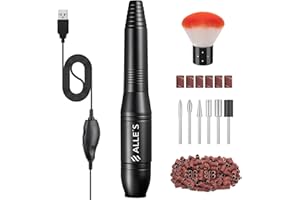 ALLE'S Fresa per Unghie Lime per Unghie Elettriche Portatili Compatte Efile 20000 RPM Manipolo Professional Manicure Pedicure Lime per Unghie Kit Trapano per Acrilico, Unghie in Gel e Uso Domestico,Black